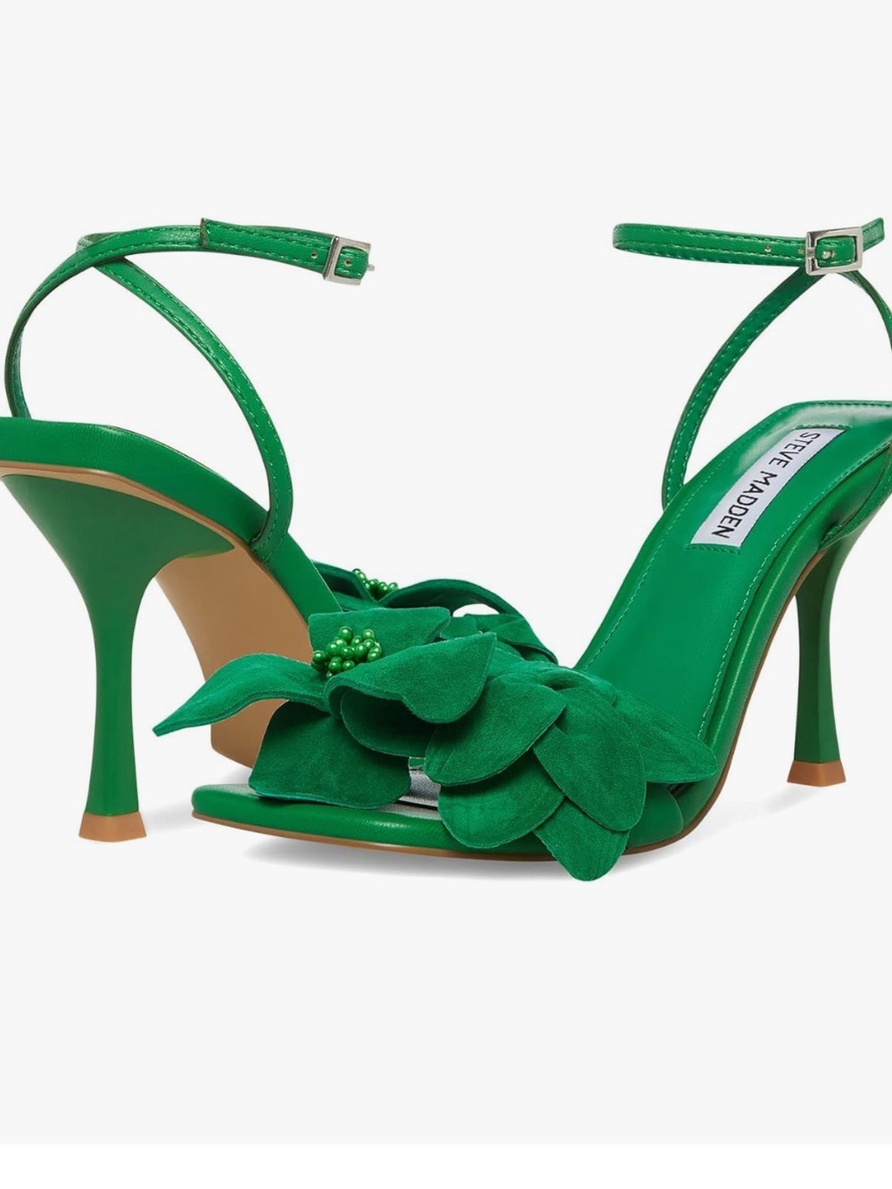 NWOT Steve Madden Women's Amani Heeled Sandal Green Size 8 Floral - Picture 2 of 7